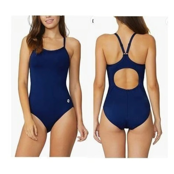 Baleaf Women's Navy Blue One Piece Athletic Training Swimsuit 38 NEW Size 12 NWT - Picture 1 of 4